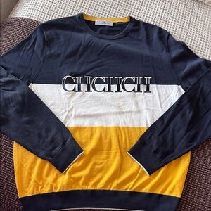 Carolina Herrera Colorblock Crewneck Sweater - Navy, White & Mustard